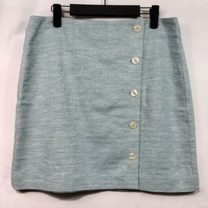 NWT Loft Linen Button Skirt Women's 8 Green Office Career Business Casual Comfy